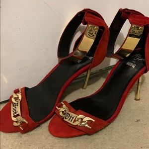 Red suede heels
